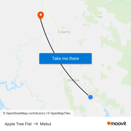 Apple Tree Flat to Mebul map