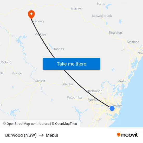 Burwood (NSW) to Mebul map
