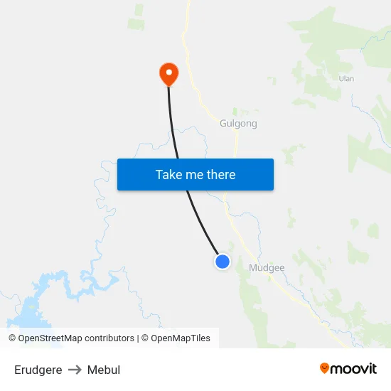 Erudgere to Mebul map
