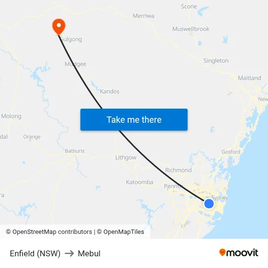 Enfield (NSW) to Mebul map
