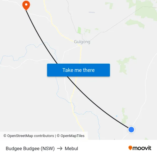 Budgee Budgee (NSW) to Mebul map