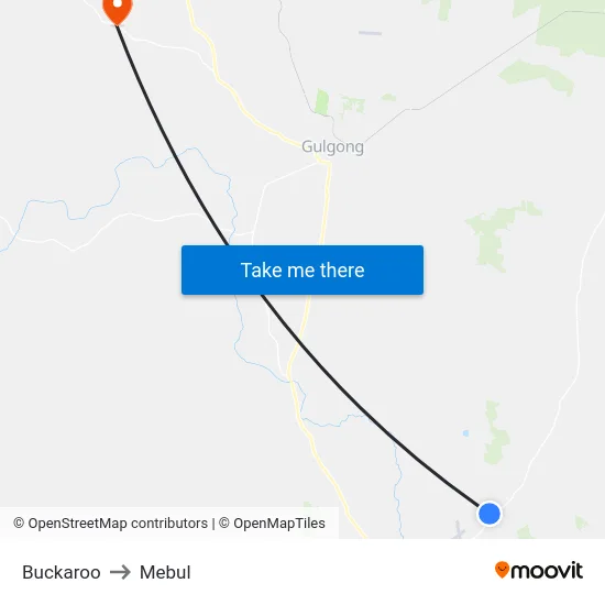 Buckaroo to Mebul map