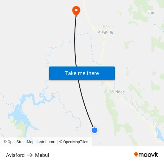 Avisford to Mebul map