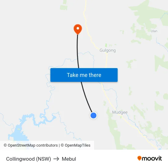 Collingwood (NSW) to Mebul map