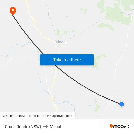 Cross Roads (NSW) to Mebul map