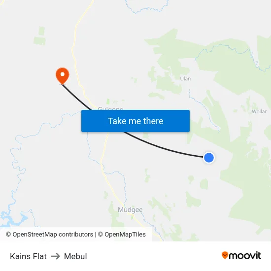 Kains Flat to Mebul map