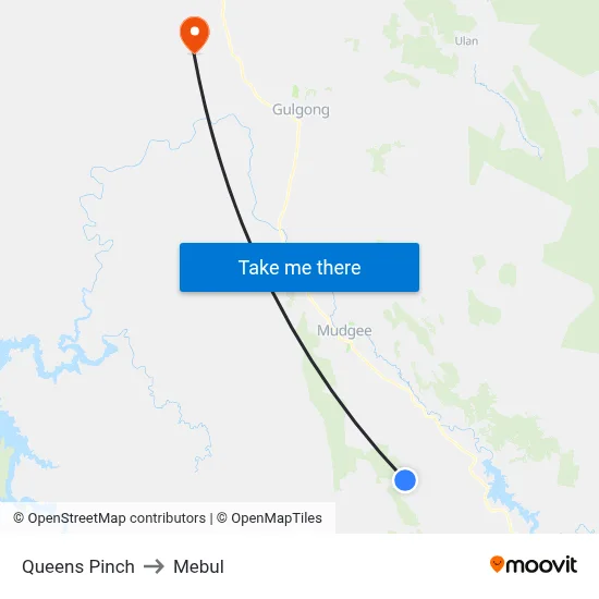 Queens Pinch to Mebul map