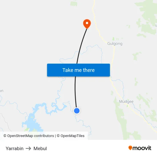 Yarrabin to Mebul map
