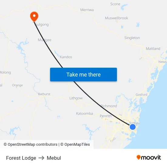 Forest Lodge to Mebul map
