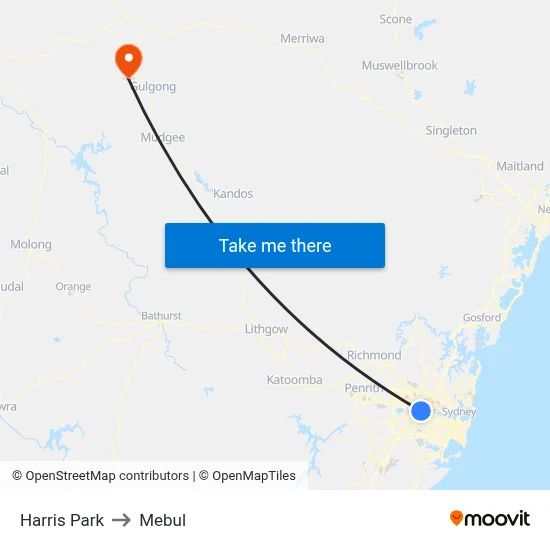 Harris Park to Mebul map
