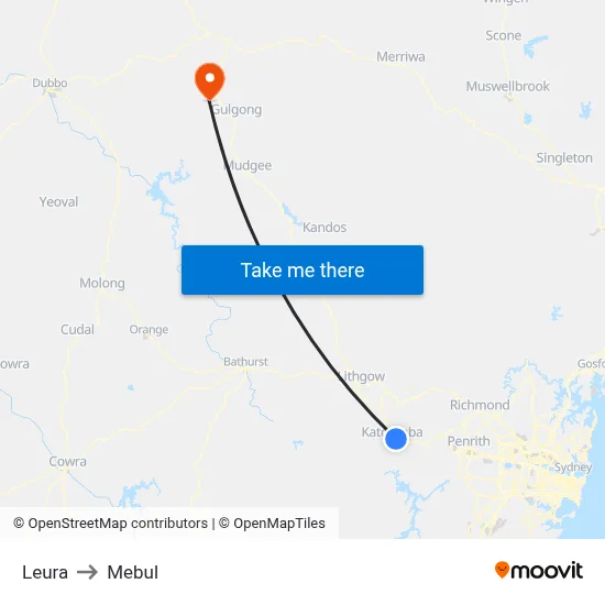 Leura to Mebul map