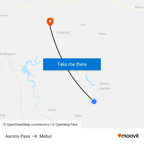 Aarons Pass to Mebul map