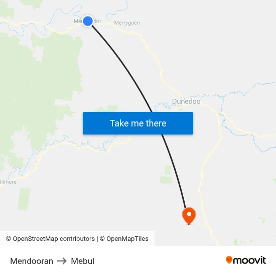 Mendooran to Mebul map