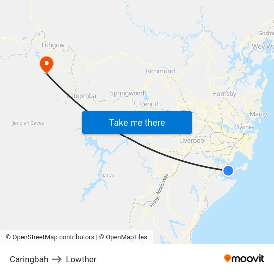 Caringbah to Lowther map