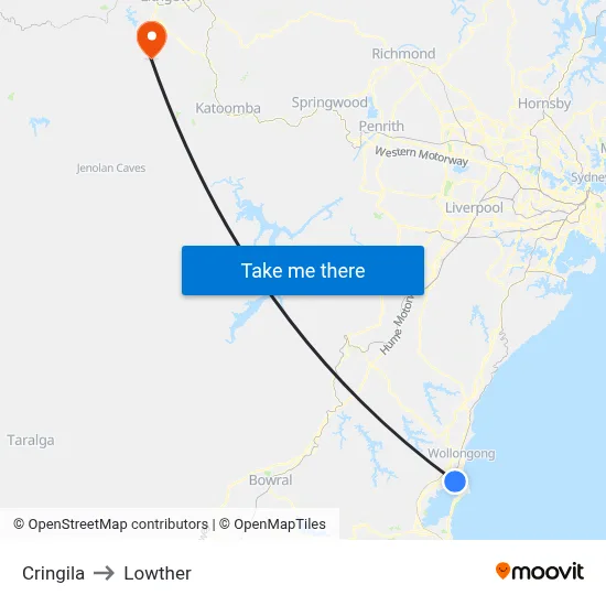 Cringila to Lowther map