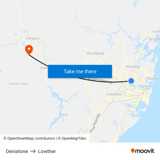 Denistone to Lowther map