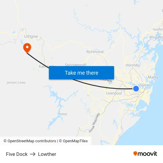Five Dock to Lowther map