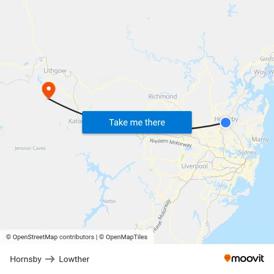 Hornsby to Lowther map