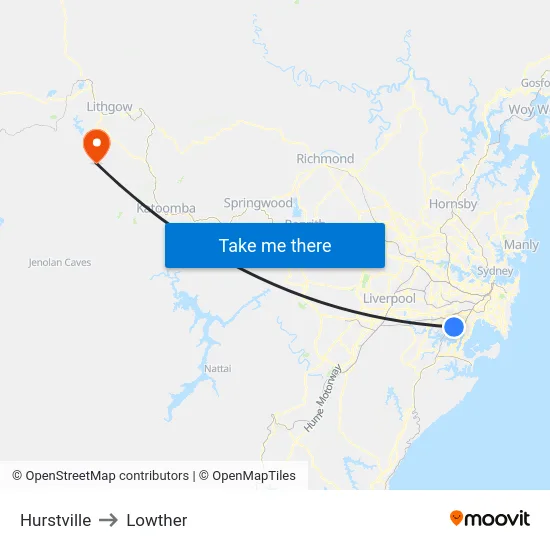 Hurstville to Lowther map