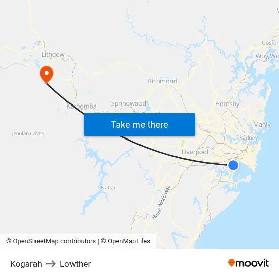 Kogarah to Lowther map