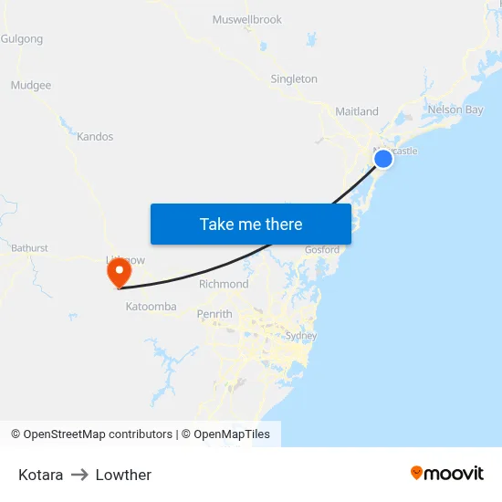 Kotara to Lowther map