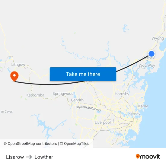Lisarow to Lowther map