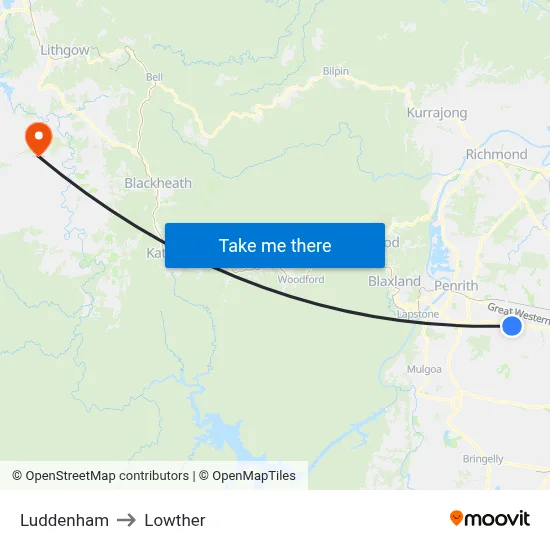 Luddenham to Lowther map