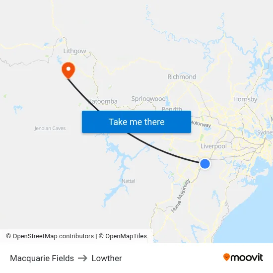 Macquarie Fields to Lowther map