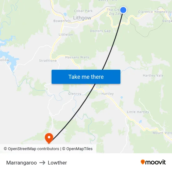 Marrangaroo to Lowther map