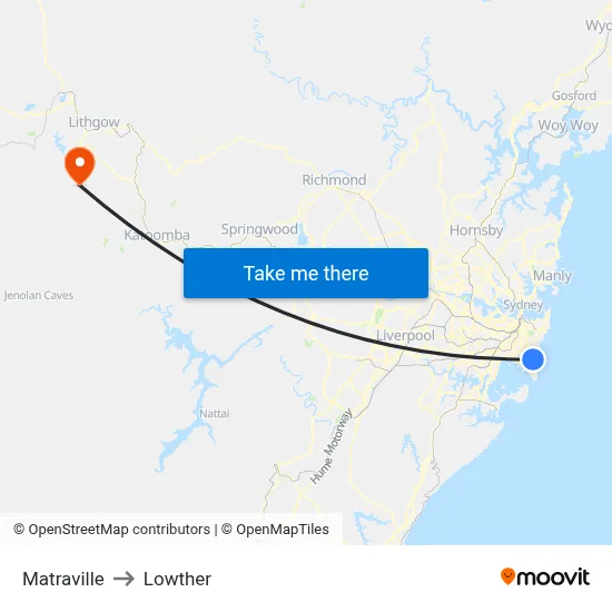 Matraville to Lowther map