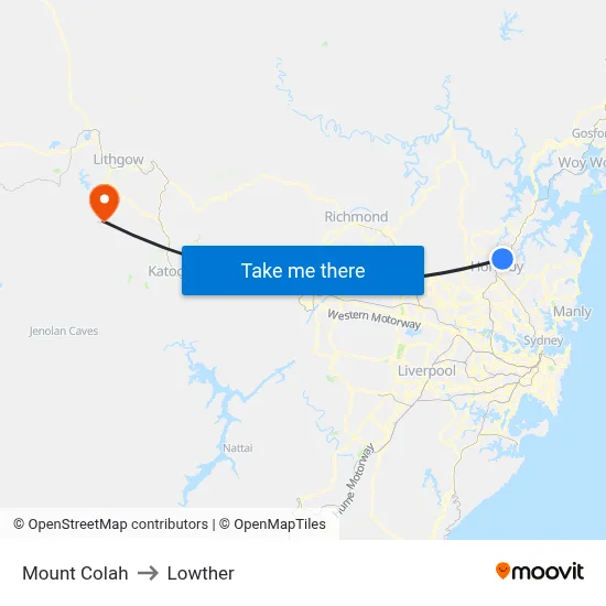 Mount Colah to Lowther map