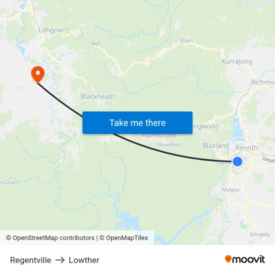 Regentville to Lowther map