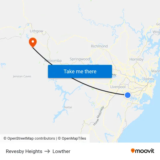 Revesby Heights to Lowther map