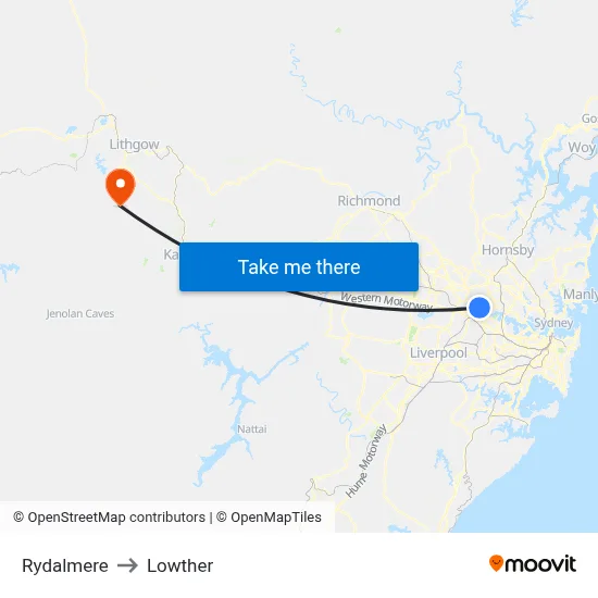Rydalmere to Lowther map