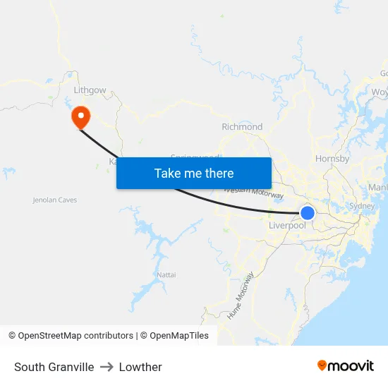South Granville to Lowther map