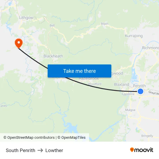 South Penrith to Lowther map