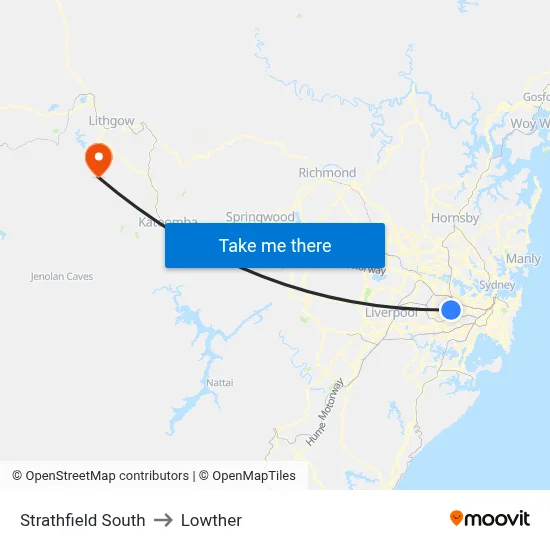 Strathfield South to Lowther map