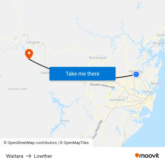 Waitara to Lowther map