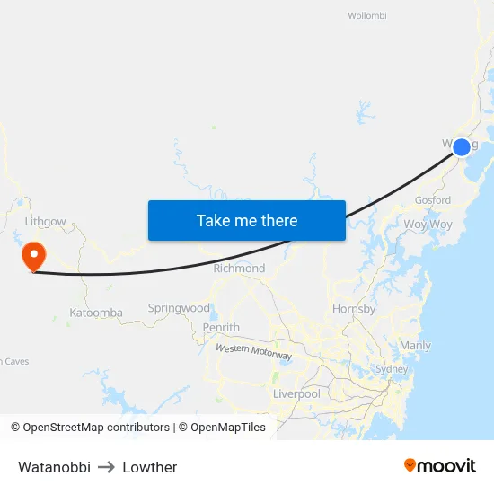 Watanobbi to Lowther map