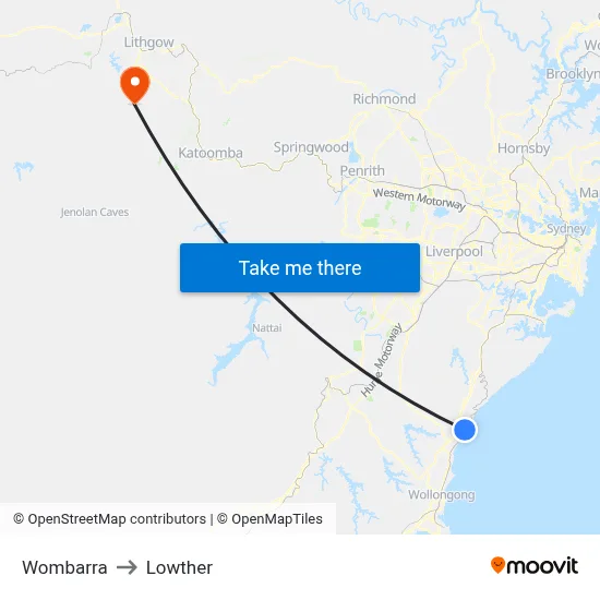 Wombarra to Lowther map