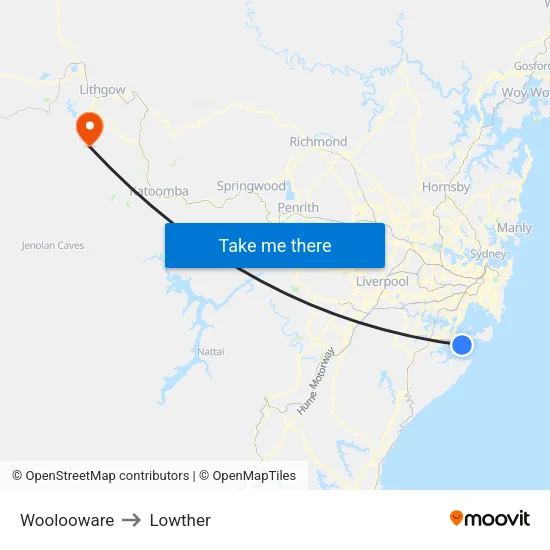 Woolooware to Lowther map