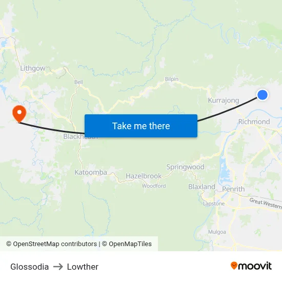 Glossodia to Lowther map