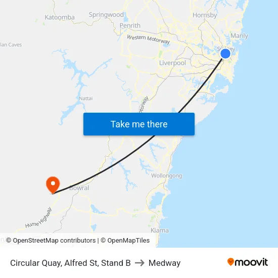 Circular Quay, Alfred St, Stand B to Medway map