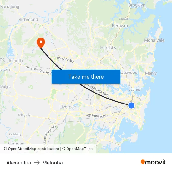 Alexandria to Melonba map