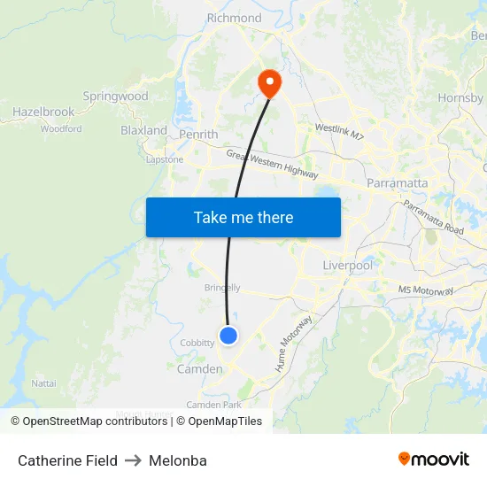 Catherine Field to Melonba map