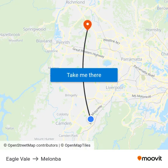 Eagle Vale to Melonba map