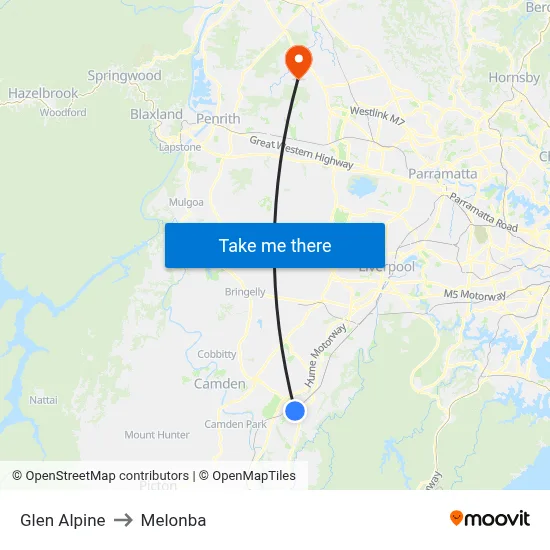Glen Alpine to Melonba map