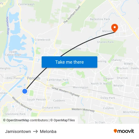 Jamisontown to Melonba map