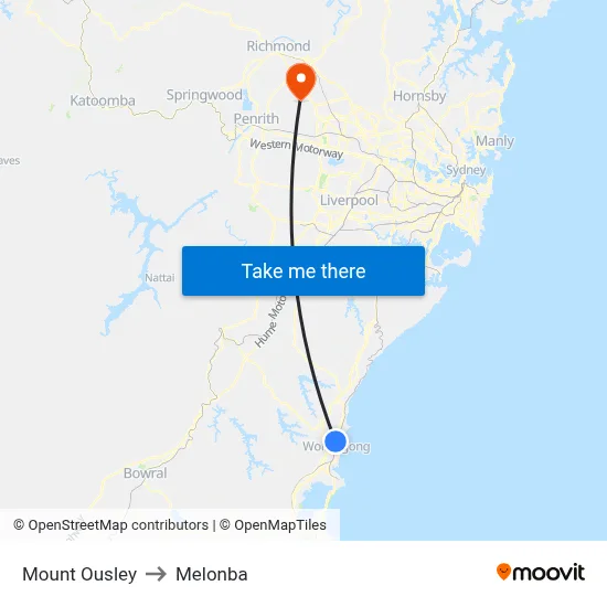 Mount Ousley to Melonba map
