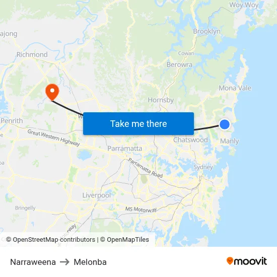 Narraweena to Melonba map